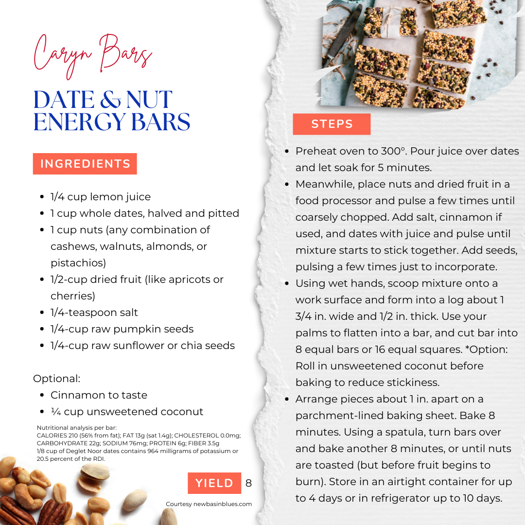 Caryn Bars aka Date and Nut Energy Bars Recipe