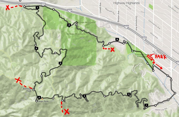Verdugo Hills Trail Map